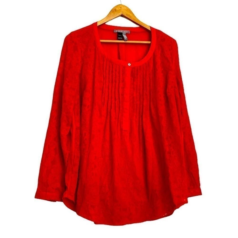 DANIEL RAINN APITP Button Coral Blouse Large